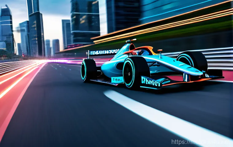 포뮬러 E와 F1 비교 - A dynamic, split-screen composition contrasting the worlds of Formula 1 and Formula E racing. On one...