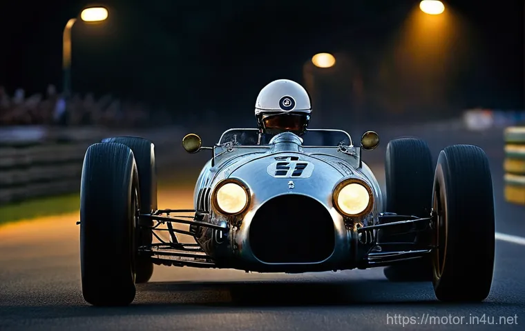 르망 24시 역사 - **Prompt:** A dramatic, historically-inspired scene capturing the early era of the Le Mans 24 Hours ...