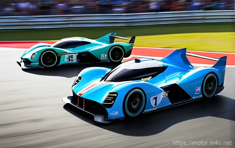 르망 24시 역사 - **Prompt:** A powerful and intense close-up on a modern Le Mans prototype (LMP) racing driver inside... 르망 24시 역사 - **Prompt:** A powerful and intense close-up on a modern Le Mans prototype (LMP) racing driver inside...