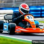 Home 19 카트 레이싱 입문 가이드 - A detailed scene of a beginner-friendly go-kart with a sturdy frame and moderate engine size, design...