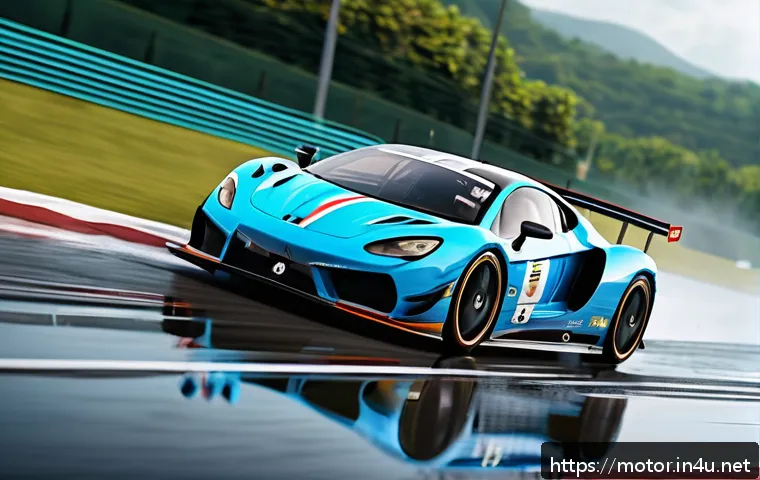 모터스포츠 관련 게임 - Ultra-realistic racing scene showcasing next-generation graphics: a sleek race car with detailed pai...