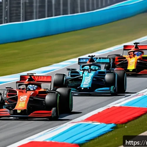 Home 17 모터스포츠의 글로벌 팬덤 - A vibrant motorsport fan festival scene at a grand prix circuit, featuring diverse fans wearing styl...